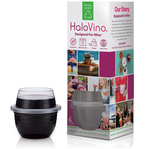 HaloVino Shatterproof Stackable Sustainable Dishwasher safe Recyclable Wine Glasses